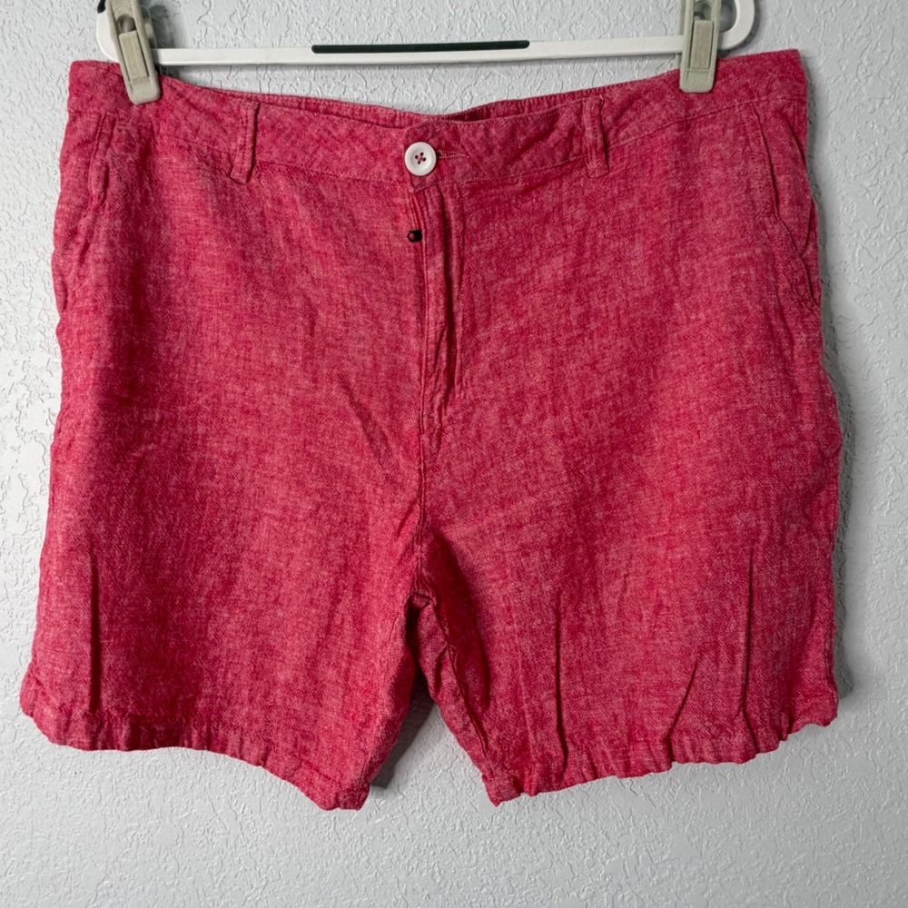Saks Fifth Avenue Mens Pink Linen Blend Flat Front Shorts Size 36